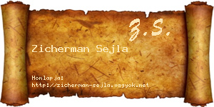 Zicherman Sejla névjegykártya